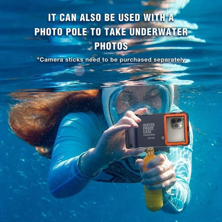Robustes, wasserdichtes Handycase für Tauchen, Schwimmen & Outdoor-Abenteuer, schützt Smartphone bis 15m Tiefe.