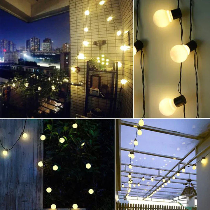 Wasserfeste Solarlichterkette für Garten & Terrasse, LED-Outdoor-Beleuchtung schafft stimmungsvolles Licht.