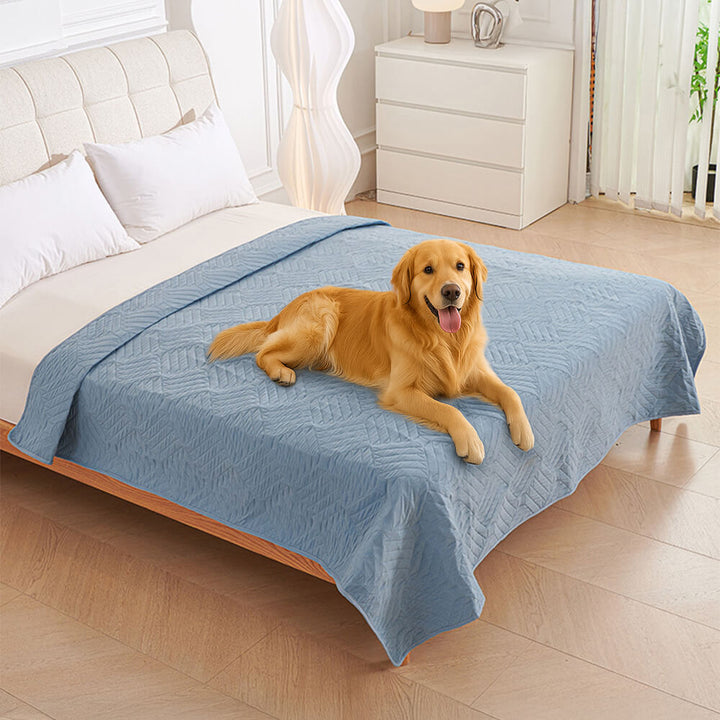 Robuste Haustierdecke aus Polyester/TPU, wasserdicht & waschbar. Schützt Sofa und Bett zuverlässig vor Schmutz.