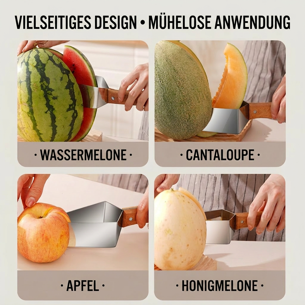 Schneller & sauberer Wassermelonen-Portionierer aus hochwertigem Edelstahl, ideal für frische Melonen.