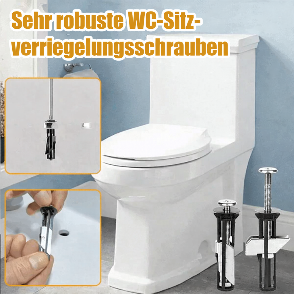 WC-Sitz Befestigung aus Edelstahl, rostfrei für stabilen Halt ohne Wackeln am Toilettensitz.