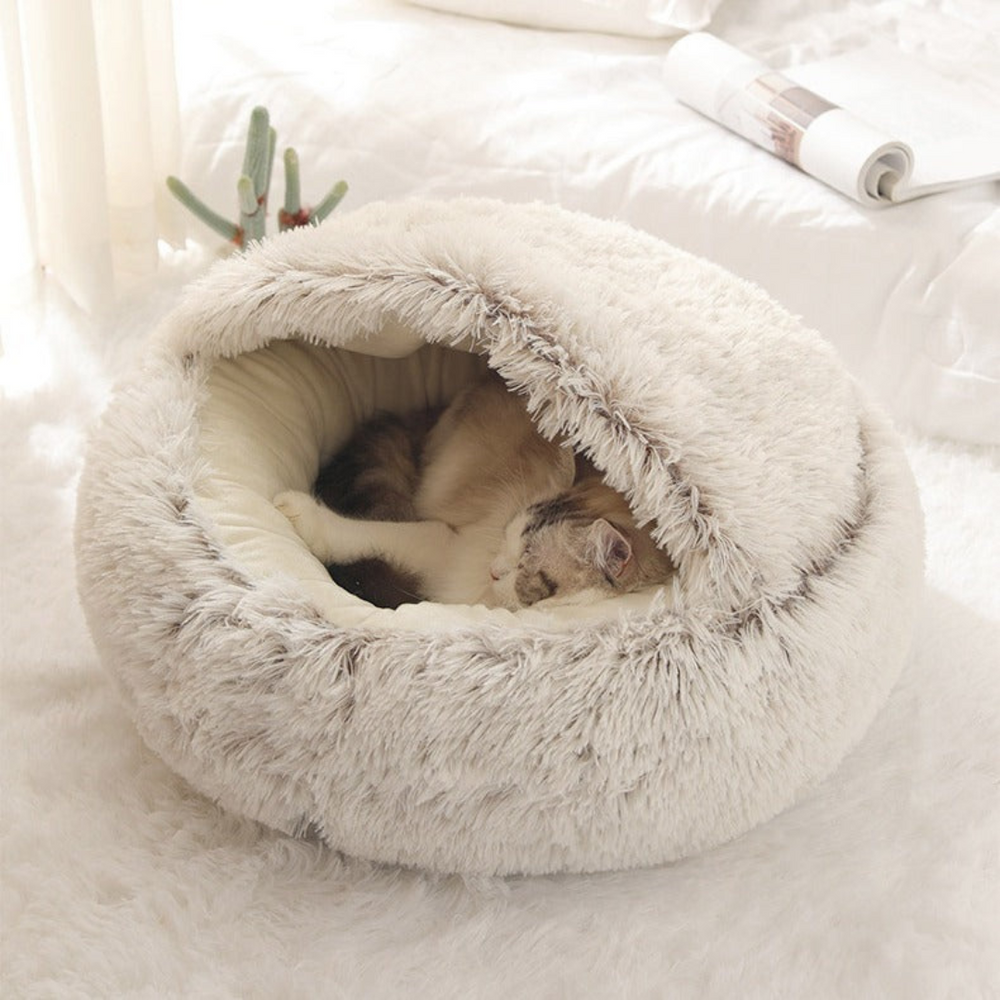 Weiches Katzenbett als Kuschelhöhle, idealer Ruheplatz für Katzen, flauschig und wärmend.