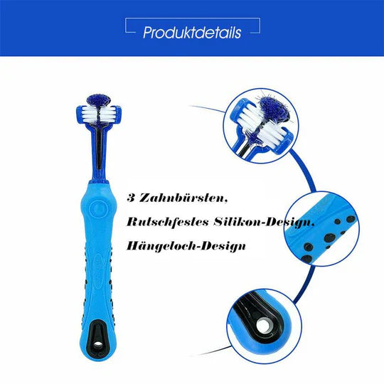 Hochwertiges 3-Kopf Pflegeprodukt für Hunde: Fördert Zahngesundheit & beugt Zahnproblemen vor.