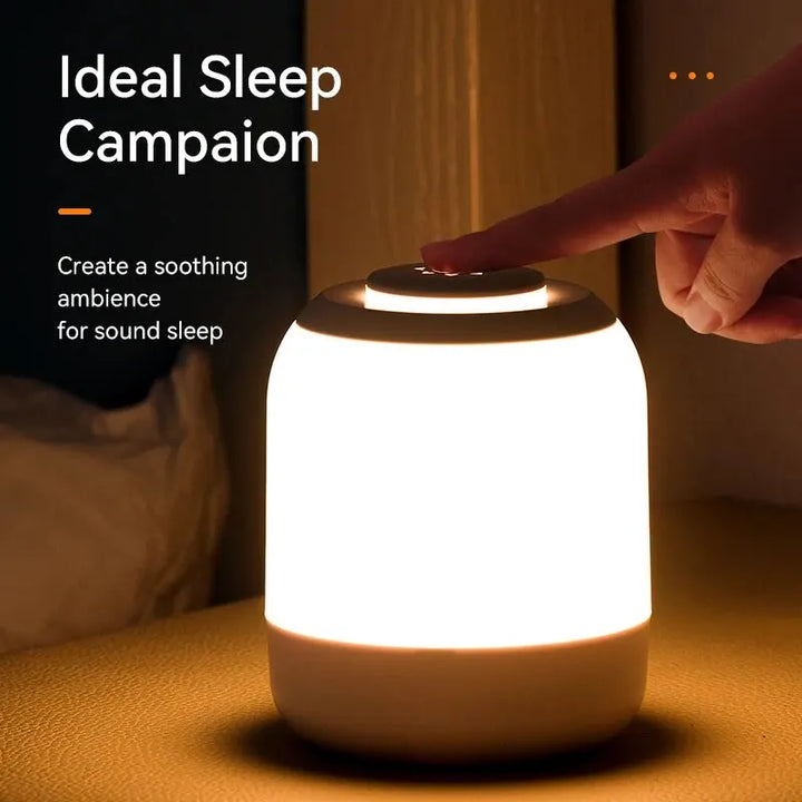 Weiße dimmbare LED-Tischlampe mit Touch-Steuerung; tragbar & augenschonend für Nachttisch oder Schreibtisch.
