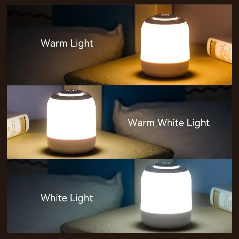 Elegante weiße LED-Tischlampe mit intuitiver Touch-Steuerung für stufenloses Dimmen; vielseitig einsetzbar.