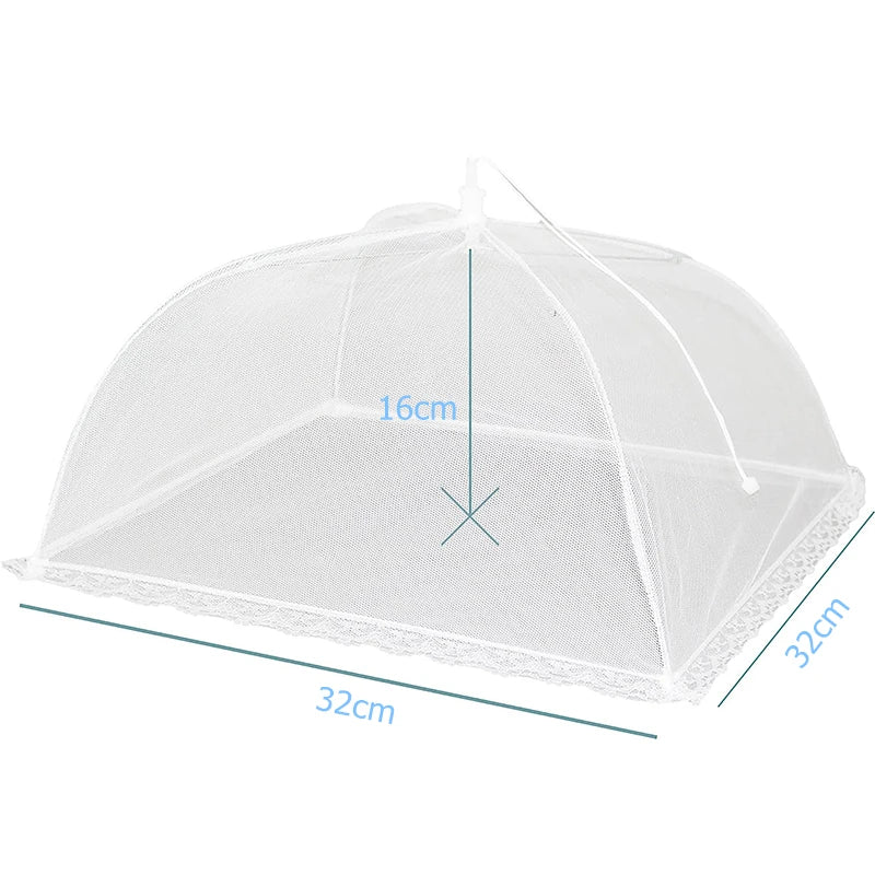 Transparente Mesh-Lebensmittelhaube, faltbar, hält Speisen frisch und schützt vor unerwünschten Insekten.