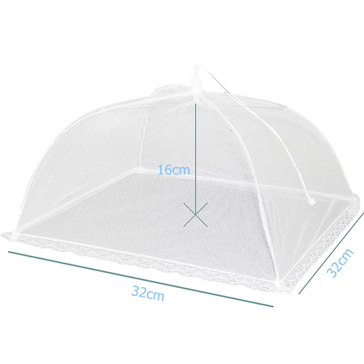Transparente Mesh-Lebensmittelhaube, faltbar, hält Speisen frisch und schützt vor unerwünschten Insekten.