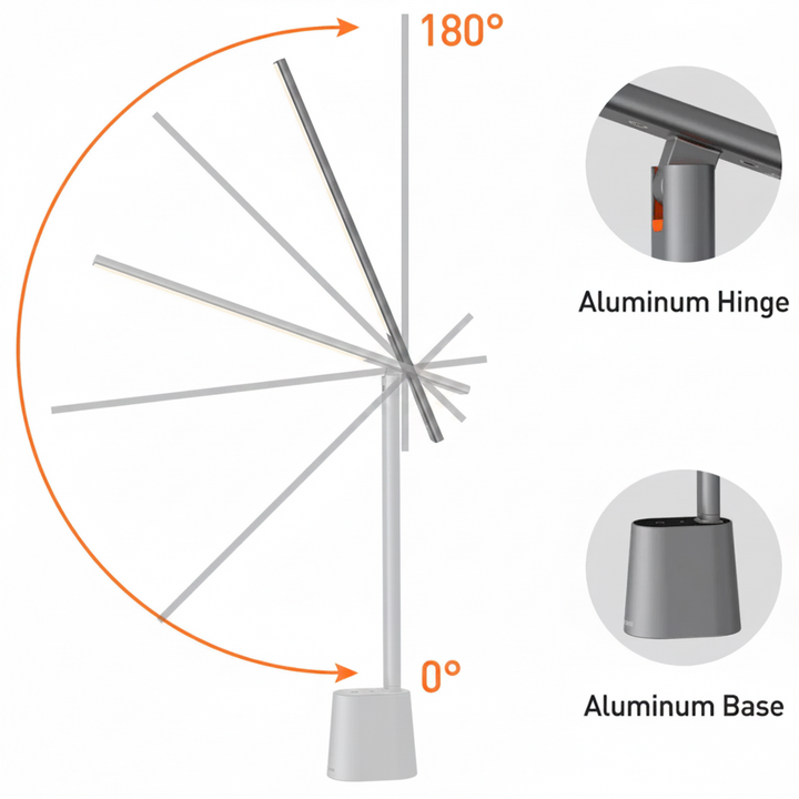 Intelligente, moderne LED-Schreibtischlampe, faltbar, USB aufladbar, dimmbar für jeden Arbeitsplatz.