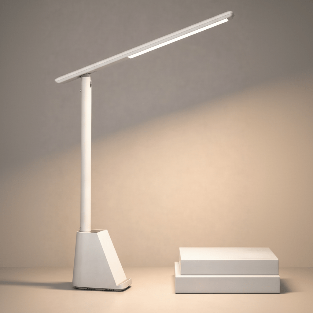 Faltbare LED-Lampe, dimmbar, Akku, USB, moderne Leselampe, Bürolampe für flexibles & augenschonendes Licht.