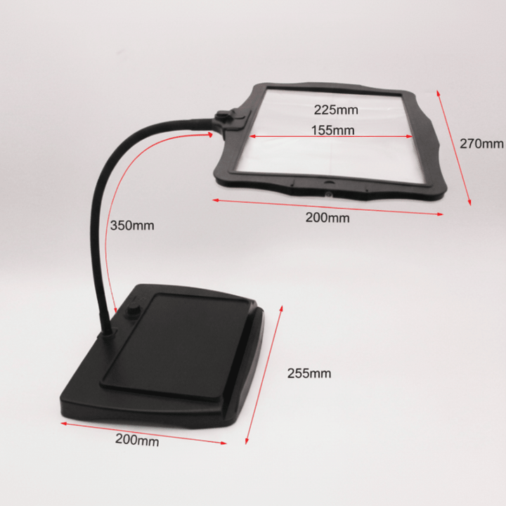 Beleuchtete Tischlupe mit LED-Licht, ideal als Lesehilfe und Vergrößerungslampe für Handarbeit am Arbeitsplatz.