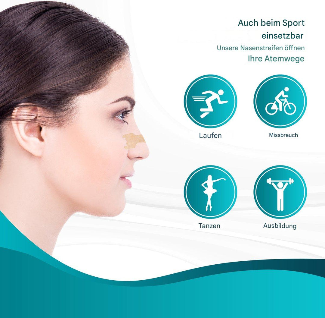 Sportler atmet leichter dank Nasenstrip, ideal für Ausdauersport, bessere Luftzufuhr und mehr Leistung.