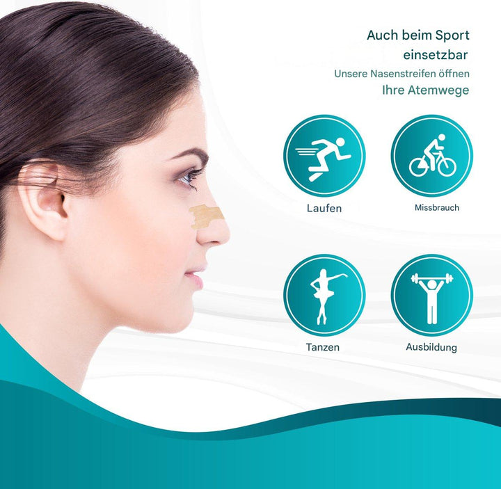 Sportler atmet leichter dank Nasenstrip, ideal für Ausdauersport, bessere Luftzufuhr und mehr Leistung.