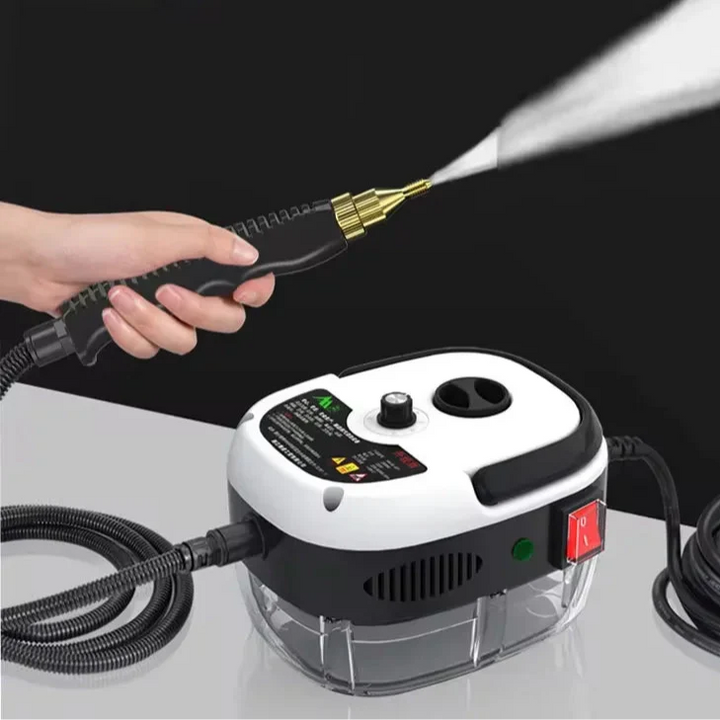Weißer 2500W Hochdruck-Dampfreiniger für effektive Küchen- & Badreinigung; chemikalienfreie Desinfektion.