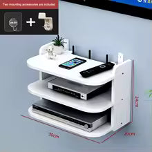 Praktische Aufbewahrungslösung für WLAN-Router und Multimedia-Zubehör, sorgt für eine aufgeräumte Optik.