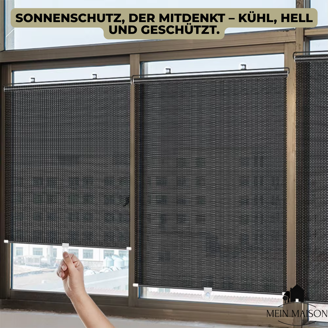 Modernes Sonnenschutzrollo für Fenster. Effektiver UV-Schutz & Hitzeschutz, ideal für zuhause.