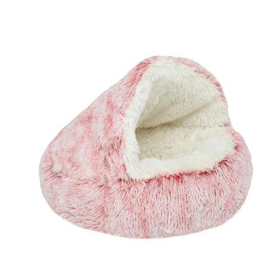 Hunde Kuschelhöhle 2-in-1, ein weiches Plüschbett für Geborgenheit. Idealer, warmer Rückzugsort für Dein Haustier.