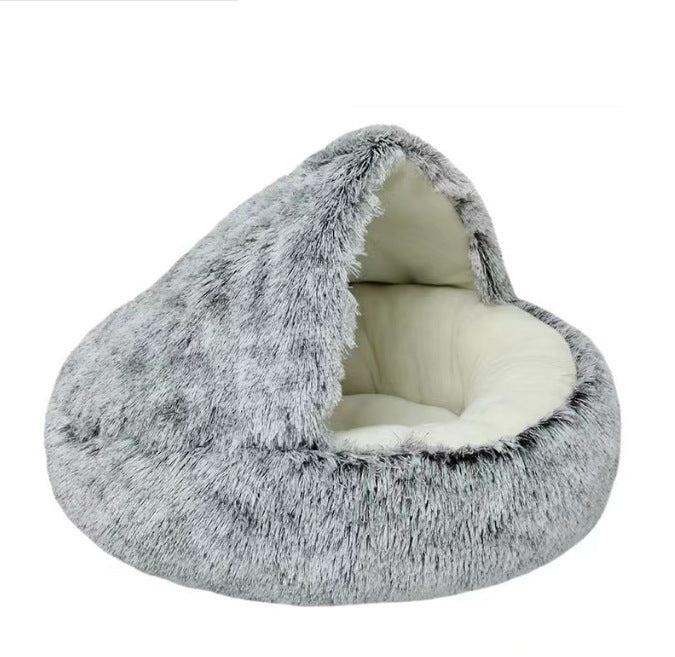 Multifunktionales 2-in-1 Hundebett. Diese weiche, warme Kuschelhöhle aus Plüsch ist ein gemütlicher Rückzugsort.