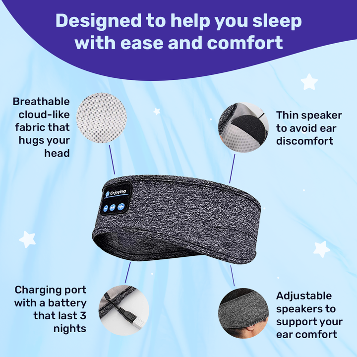 Komfortable, weiche Schlaf-Kopfhörer mit Bluetooth, ideal für seitliches Schlafen und tiefe Entspannung.