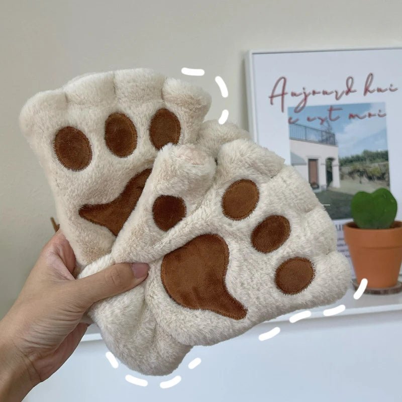 Stylische Damen-Katzenfäustlinge mit süßem Pfoten-Design. Perfekt für Katzenliebhaber im Winter.