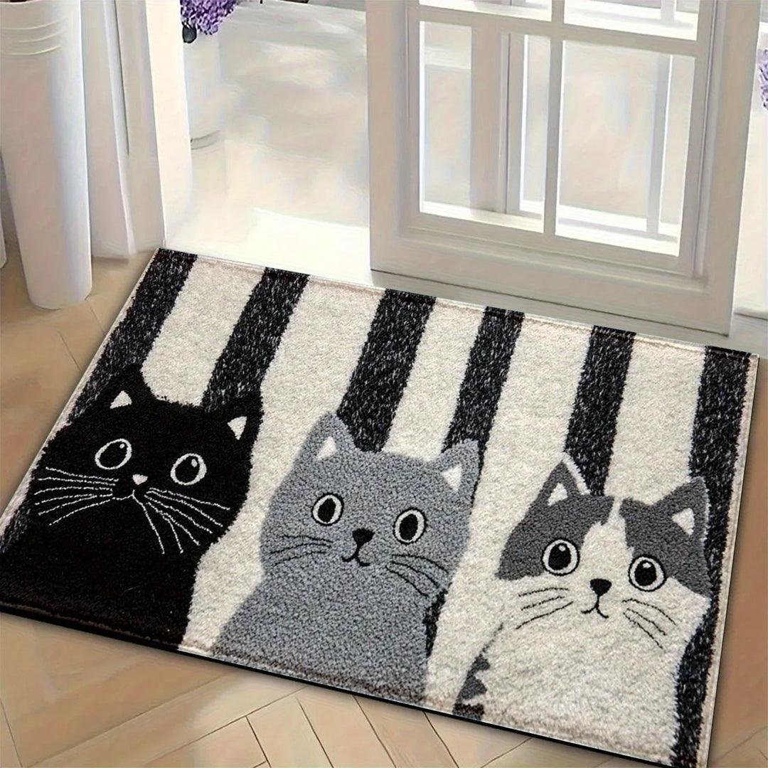 Weicher Katzen-Teppich mit süßem Cartoon-Design, perfekt für Wohnzimmer, Schlafzimmer oder Flur, rutschfest.