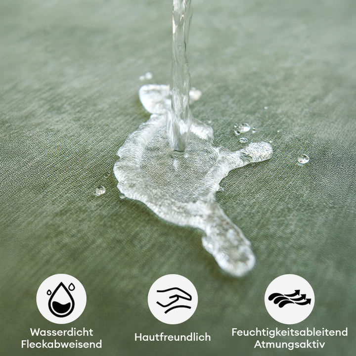 Grauer Polyester Sofabezug, wasserdicht und fusselfrei, bietet robusten Schutz für Couchen mit Haustieren.