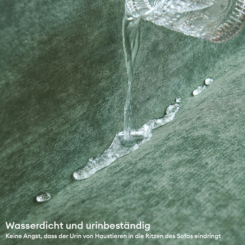 Weißer, pflegeleichter Sofabezug, kratzfest und wasserdicht, perfekte Sofadecke für sauberes Wohnen im Wohnzimmer.