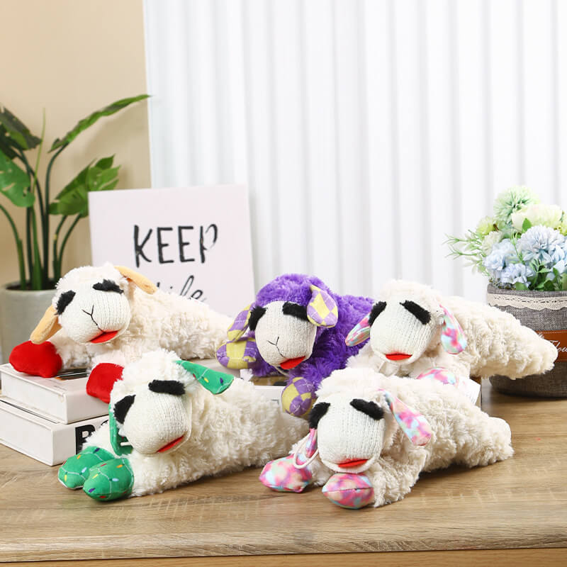 Interaktives Quietsch-Lamm-Hundespielzeug aus Plüsch für verspielte Hunde und mehr Aktivität.
