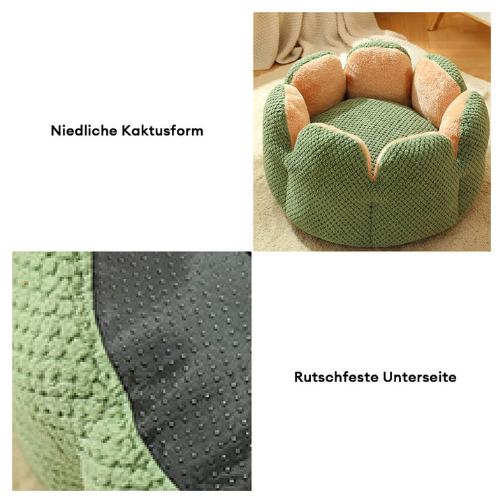 Flauschiges Kaktus-Haustierbett, kuscheliger Rückzugsort für Katzen und kleine Hunde.