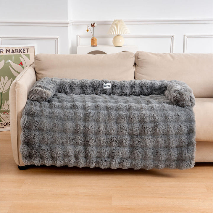 Rundes Hundesofa aus weichem Plüsch, gemütlicher Schlafplatz für kleine und mittelgroße Hunde, stilvolles Design.