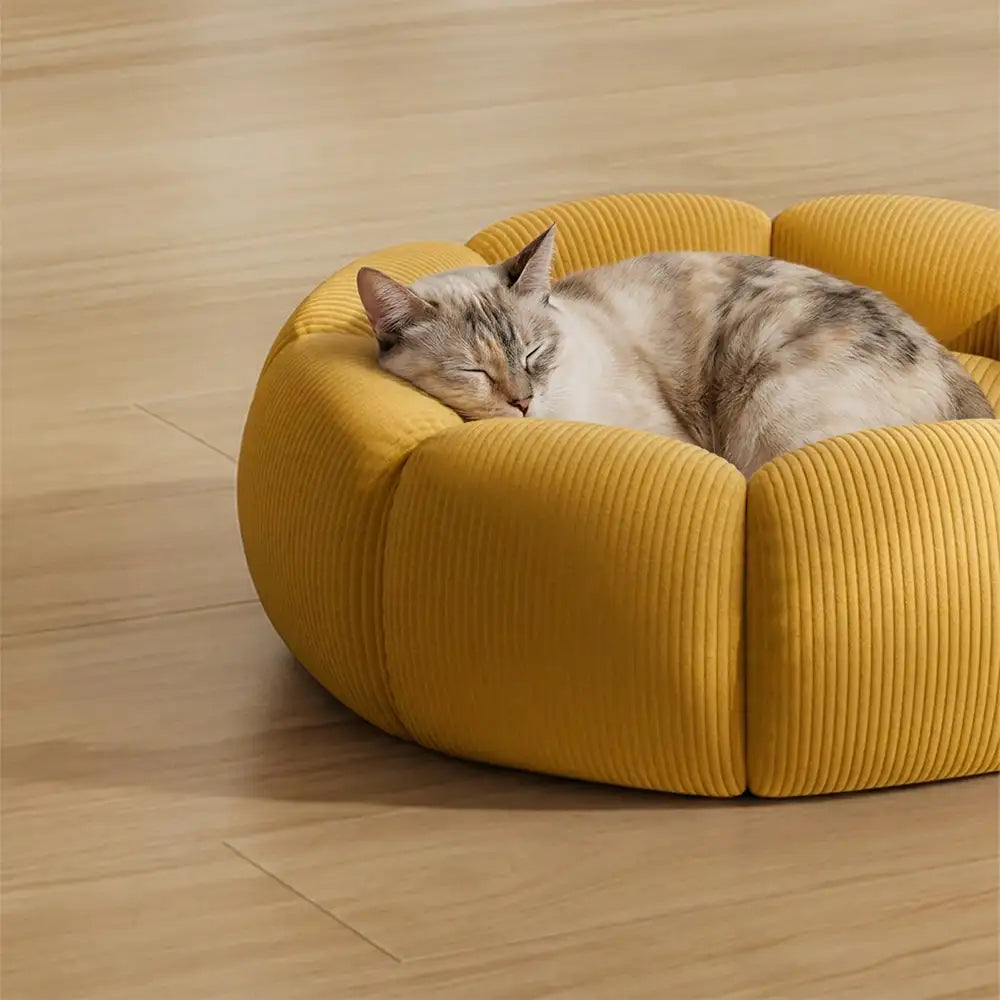 Sanftes rundes Katzenbett, perfekt für Nickerchen & tiefen Schlaf, leicht zu reinigen.