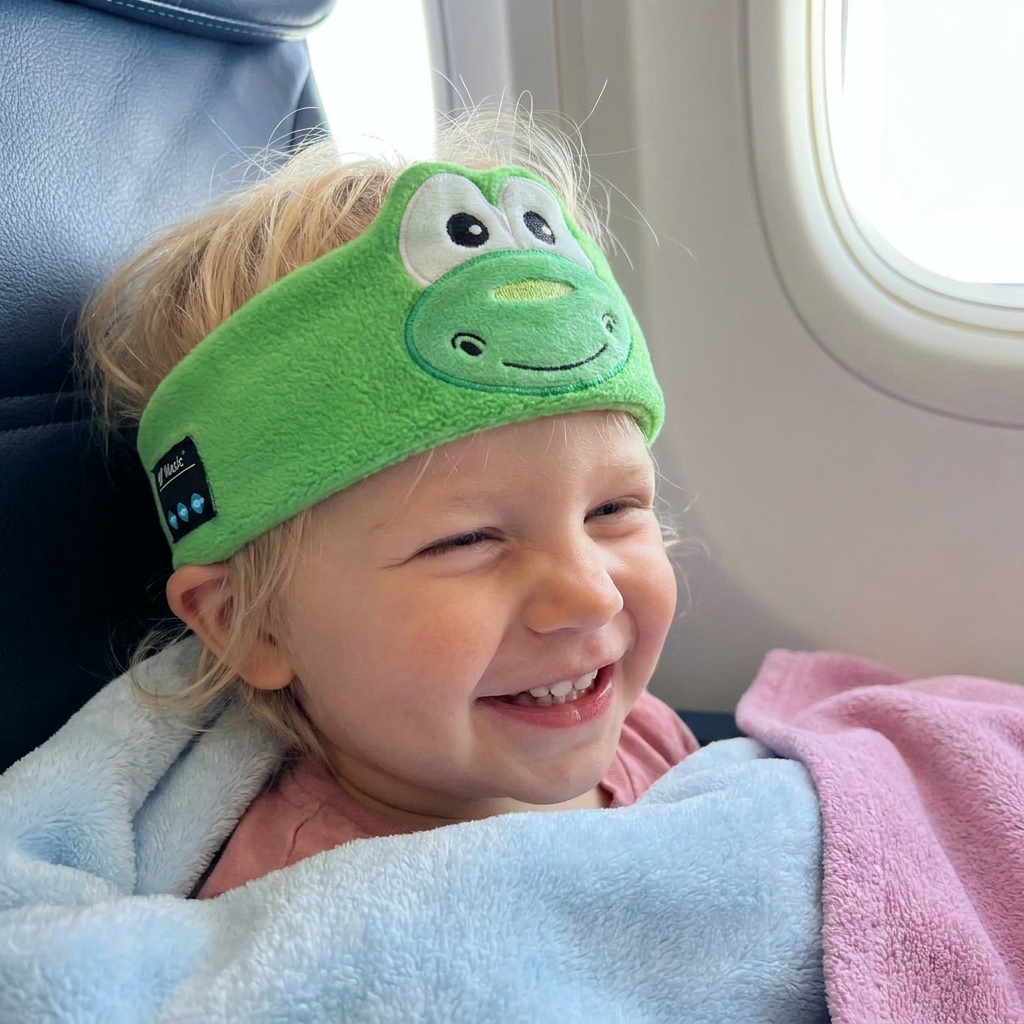 Flauschiges Reisekopfband mit Bluetooth-Lautsprechern, eine sanfte Schlafhilfe für Erwachsene und Kinder.