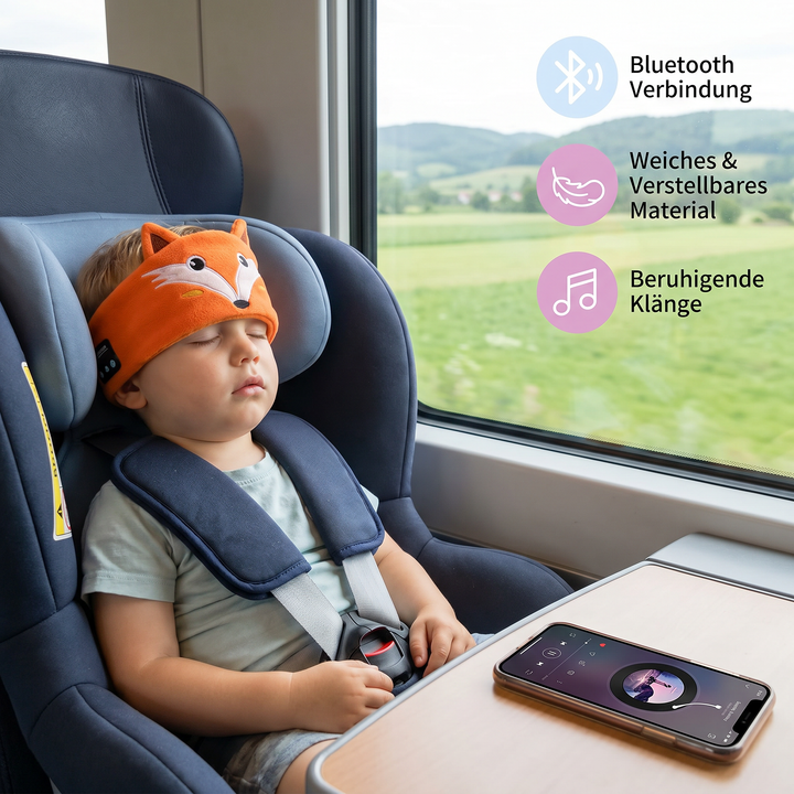 Niedliches Schlaf-Kopfband mit Tierdesign und Bluetooth-Lautsprechern, weich und bequem für Kinder und Erwachsene.