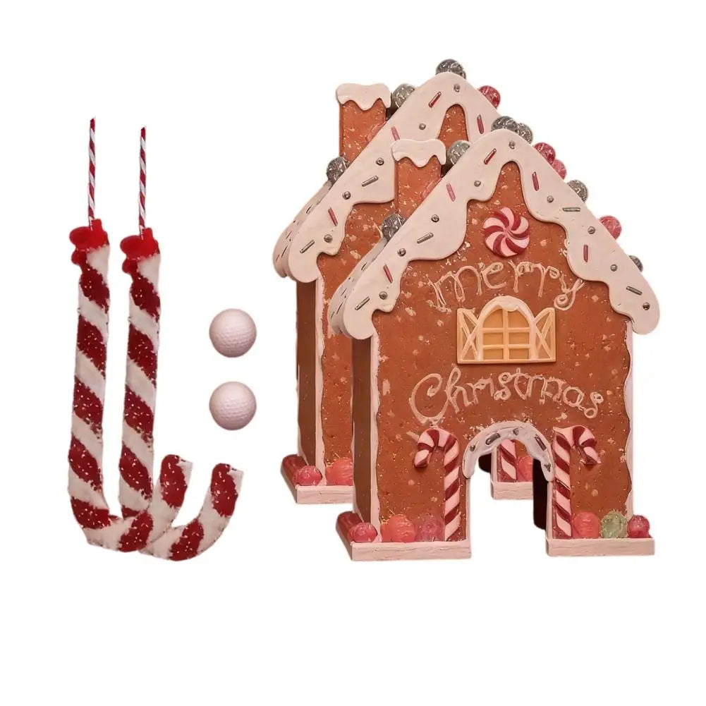 Nahaufnahme der detaillierten Lebkuchen Golfspiel-Elemente, ideal für Weihnachtsspielzeug Liebhaber.