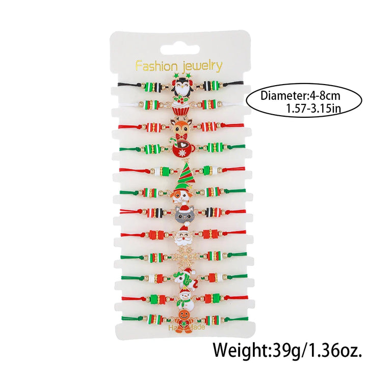 Vielfältiges Unisex-Weihnachtsarmband-Set für festliche Anlässe und Winter. 12 einzigartige Designs mit Charms, verstellbar.