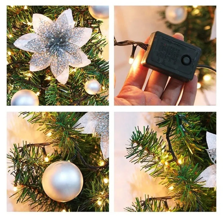 Elegante Weihnachtsgirlande 2,7m mit integrierten LEDs & dichten, realistischen Tannenzweigen. Schöne Winterdeko.