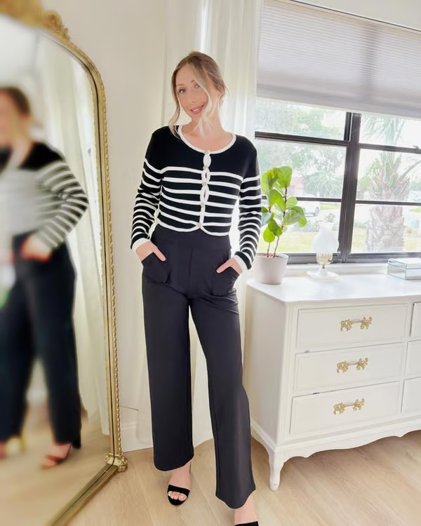 Modische weite Damenhose, ein Fashion-Statement für stilbewusste Frauen, bequem & chic.