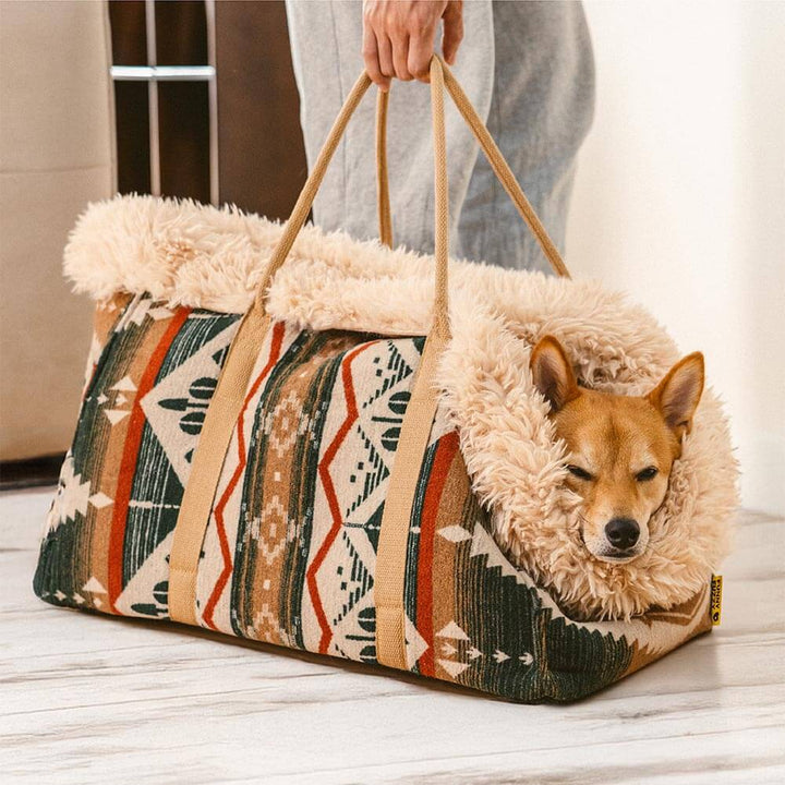 Wendbarer Hundeträger & Kuschelschlafsack für gemütliche Reisen. Ganzjährig nutzbar, faltbar.