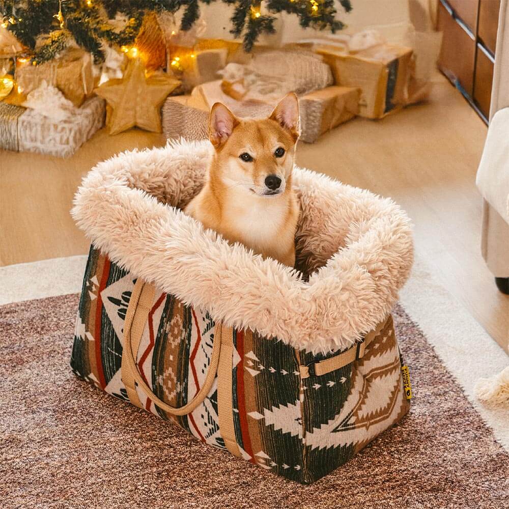 Ganzjahres Haustierträger für Hunde, wendbar und bequem. Ideal als Schlafsack und Reisetrage.