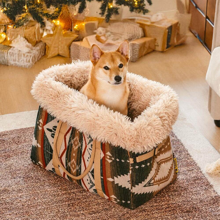 Ganzjahres Haustierträger für Hunde, wendbar und bequem. Ideal als Schlafsack und Reisetrage.