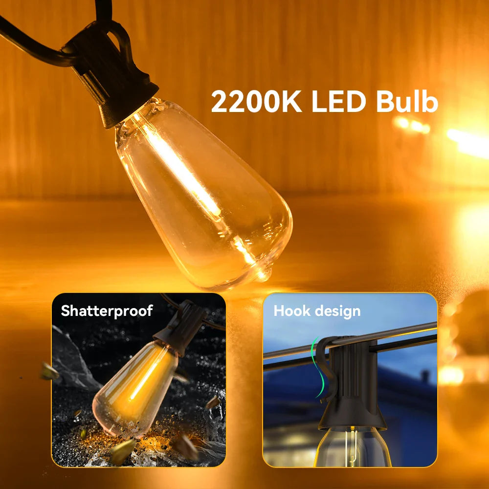 Dekorative LED Lichterkette für gemütliche Gartenbeleuchtung & stimmungsvolle Terrassenabende. Wetterfest.