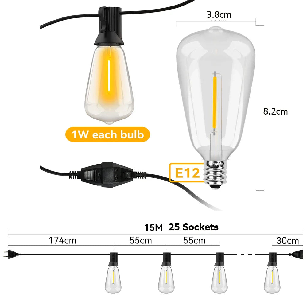 LED Lichterkette wetterfest für Garten & Terrasse. Perfekte Außenbeleuchtung, Partybeleuchtung & Stimmungslicht.