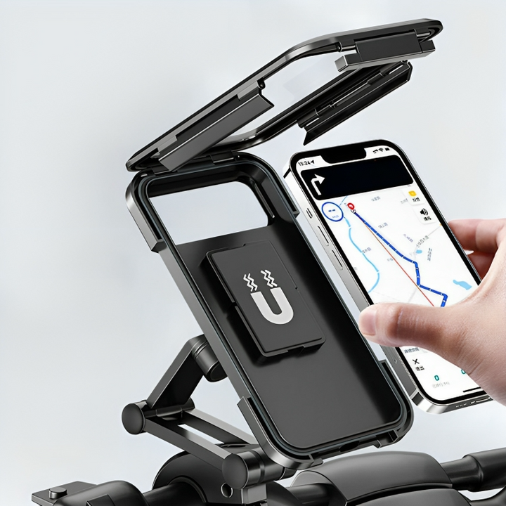Abenteuer bereit: Wasserdichter Smartphone Halter für MTB, perfekt für Offroad-Navi.