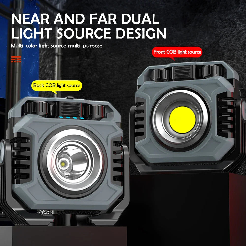 Dimmbare LED-Arbeitsleuchte leuchtet hell. Einstellbare Helligkeit für Werkstatt, Outdoor & Notfälle.