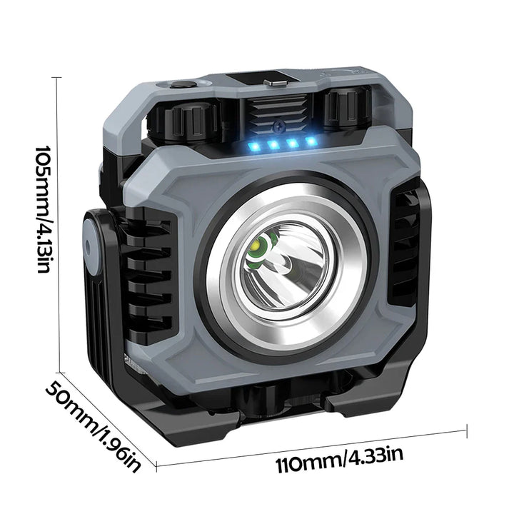 Robuste, wasserdichte LED-Arbeitsleuchte im Outdoor-Einsatz. Zuverlässiges Notlicht & Campinglampe.