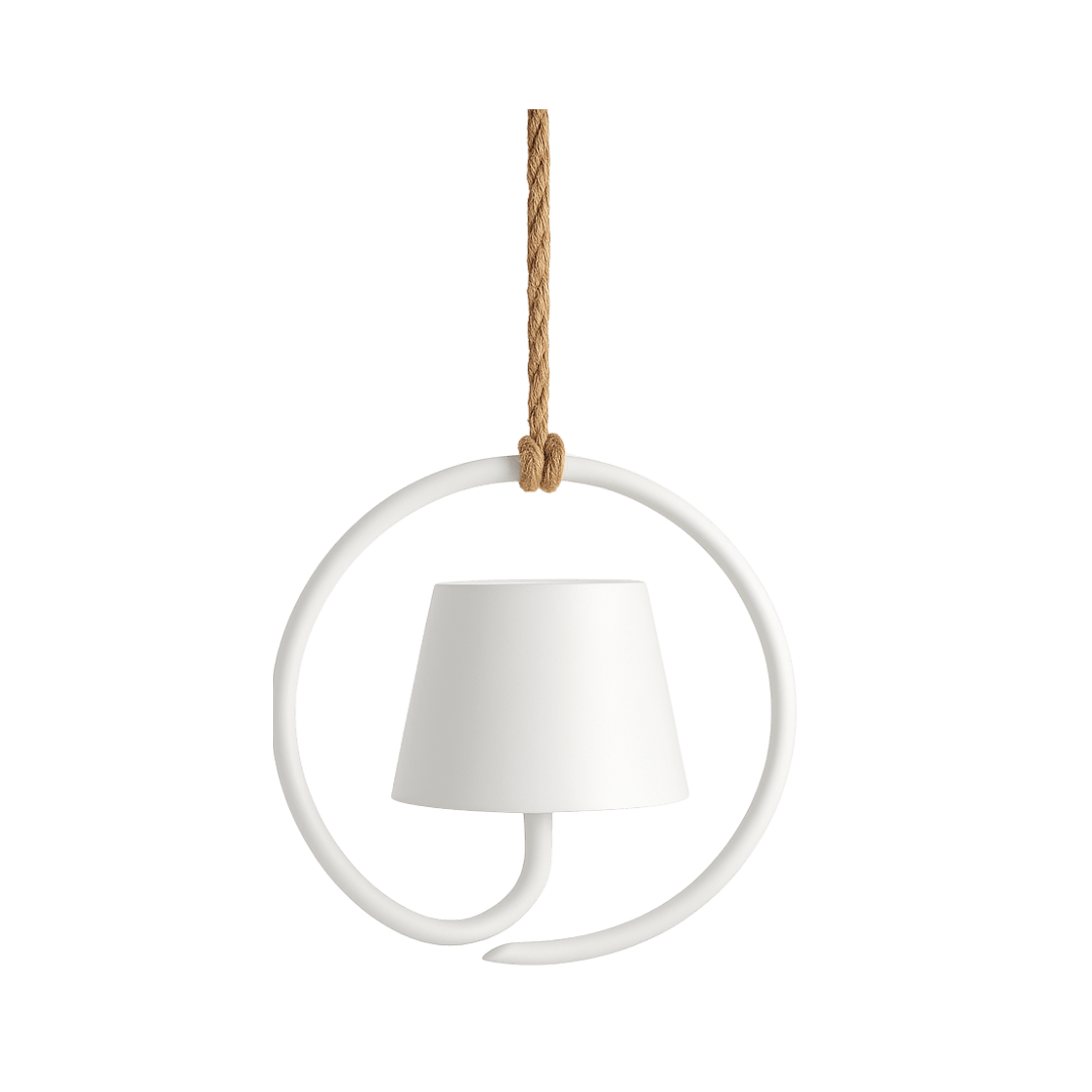 Design-Gartenleuchte: wiederaufladbare LED-Pendelleuchte, dimmbar, warmweißes Licht, kabellos für Außen.