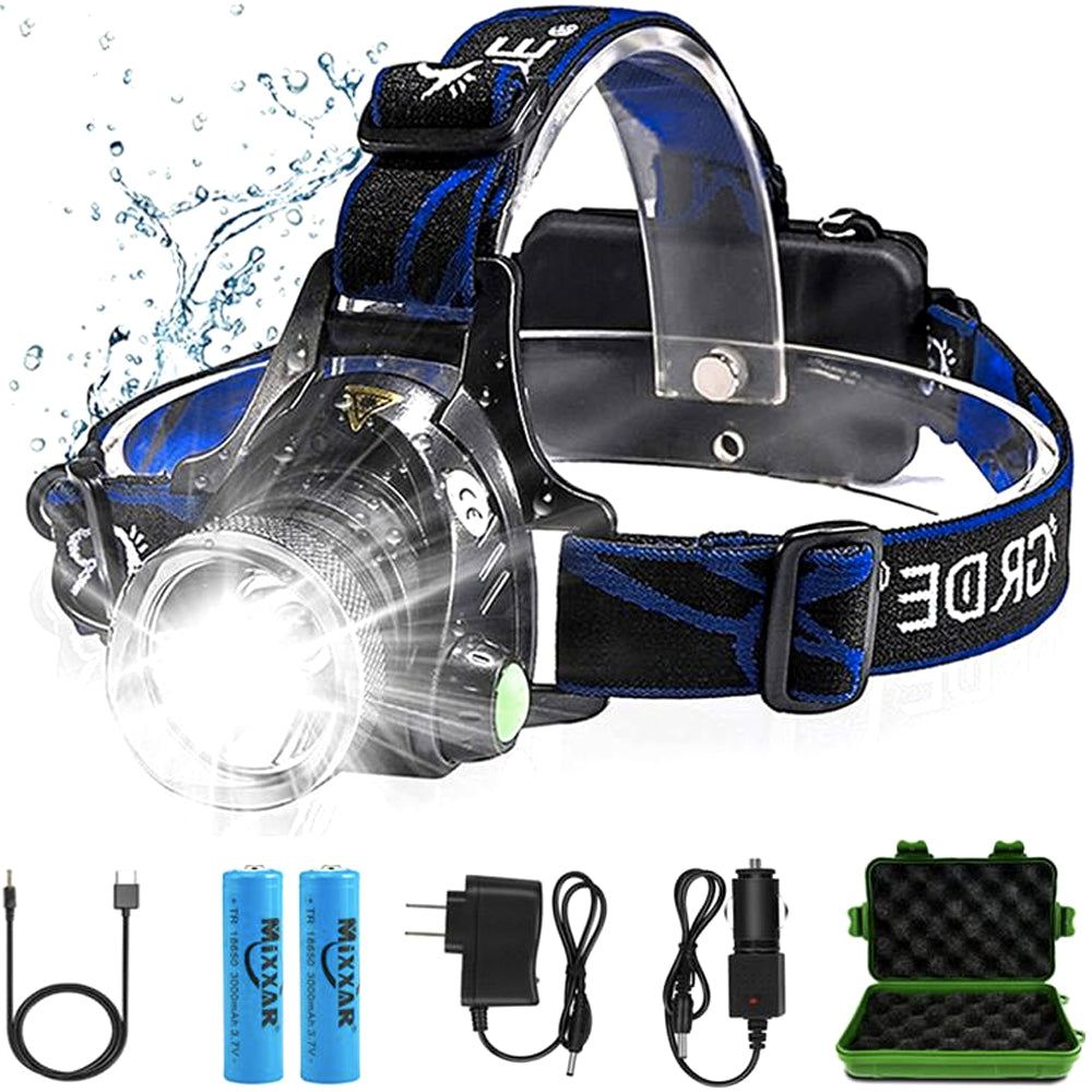 Extrem helle & robuste LED Stirnlampe mit Akku für zuverlässige Beleuchtung beim Joggen & Angeln.