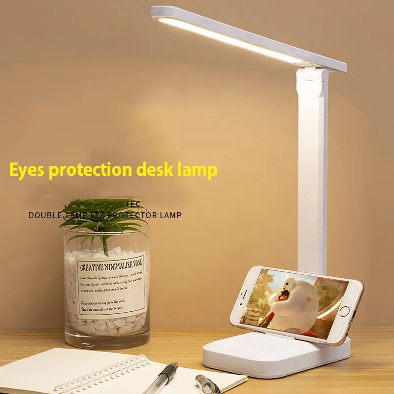 Augenschutz LED-Tischlampe, dimmbar & faltbar. Wiederaufladbar via USB, ideal für ermüdungsfreies Arbeiten.