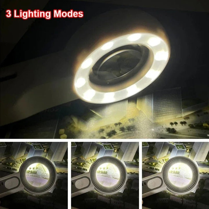 Tragbare LUMIBLICK 12x LED-Lupe, wiederaufladbar, für Detailarbeit, Lesen und unterwegs. Leicht & handlich.