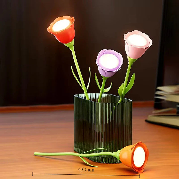 Romantische Rosen-LED-Tischlampe, dimmbar, für Schlafzimmer. Schafft warmes Stimmungslicht und Dekoration.
