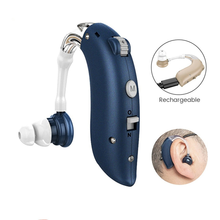 Wiederaufladbare SoundPro Hörgeräte für klares Hören; komfortable Universal-Hörhilfe mit Geräuschunterdrückung.